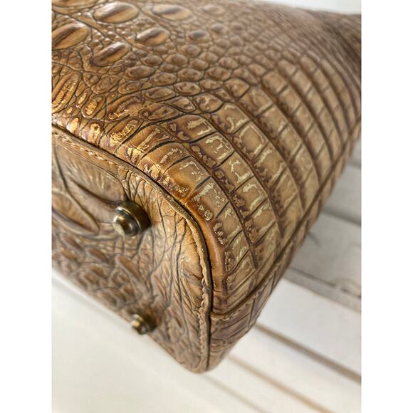 BRAHMIN BROWN AND GOLD SHIMMER CROCK LEATHER SHOULER BAG - Picture 10 of 16